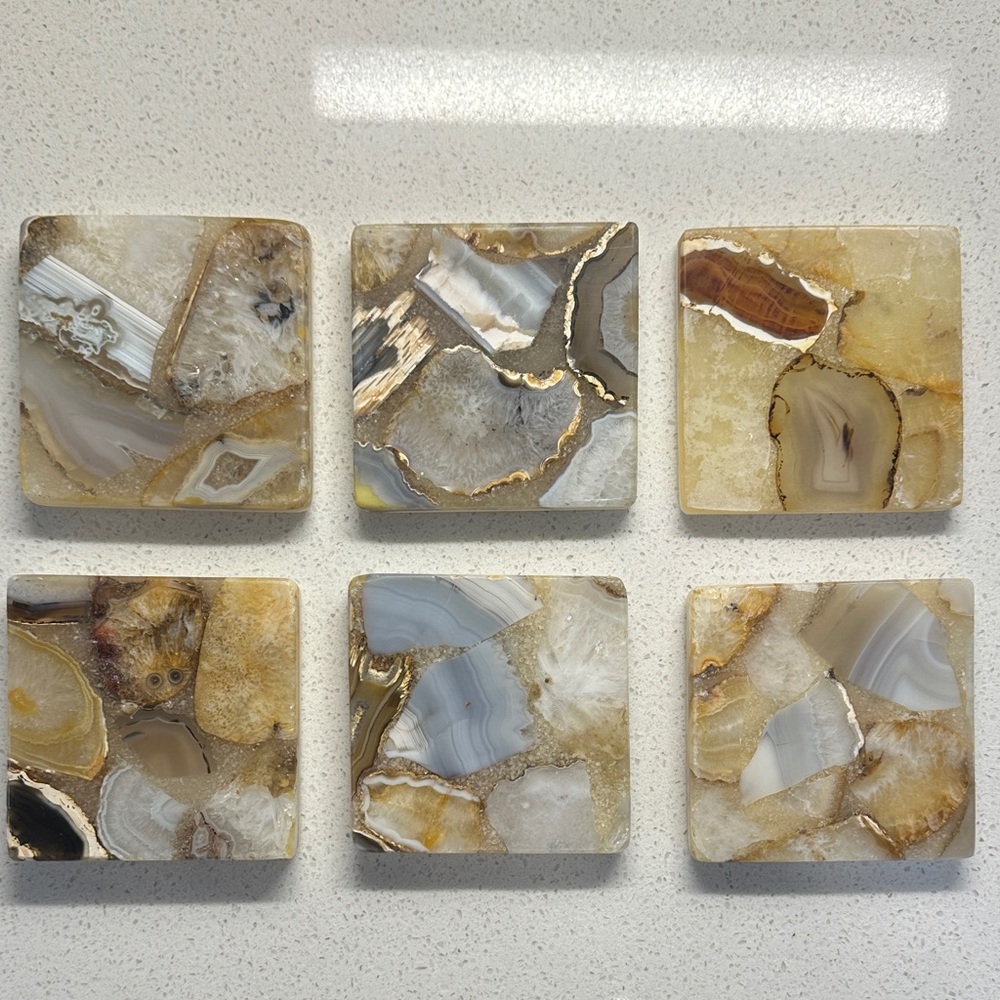 Anthropologie Agate Coasters Set - Natural Tones